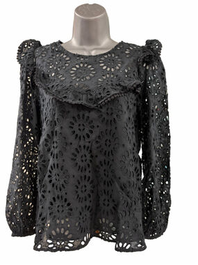 NWT Lilly Pulitzer Caroline Long Sleeve Eyelet Onyx Oversized Pinwheel Eyelet XS